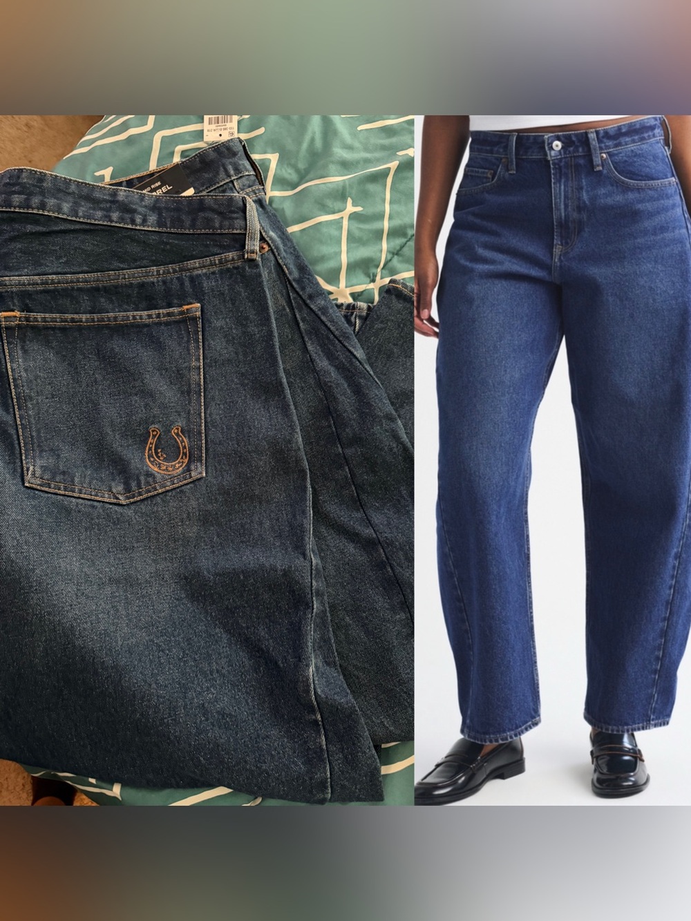 Curve Love Mid-Rise Barrel Horseshoe Embroidered Jean by Abercrombie & Fitch